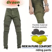 Resim Unisex Olive Green Cargo Pantolonları - Dar Kesim, Esnek Pamuk Karışımı, Sürücüler ve Maceralar için Çoklu Cep Tasarımı, Rahat Kumaş, Makine Yıkanabilir, Motosiklet Sürme Ekipmanı | Fonksiyonel Pantolonlar | Nonwoven Kumaş 