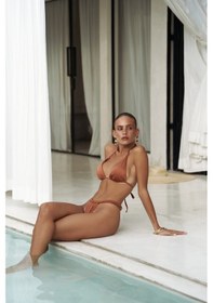 Resim Mai Studios Co. Dahlia Askısı Düğüm Detaylı Kiremit Bikini Üstü Kiremit 