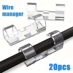 Resim 20 Adet TATUKIKO Sağlam Yapışkanlı Kablo Klipsi - Ayarlanabilir Kollar ve Vantuzlu Şeffaf Plastik Kablolama Organizatörü, Ev Ofis Atölye için Duvar & Masa Kablo Tutucu, Alan Tasarrufu Çözümü, Güçlü Yapıştırıcı, DIY Meraklıları İçin 