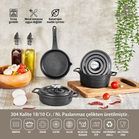 Resim Amboss Bellus Midi 5 Parça Döküm Tencere Seti - Siyah 