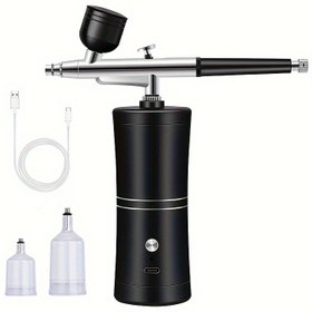 Resim Mini Hava Kompresörlü Nano Sis Püskürtücü Seti - Tırnak Sanatı ve Dövme için Airbrush Boya Tabancası 