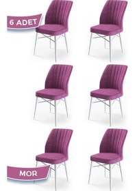 Resim Canisa Concept Flex Serisi, Mor Sandalye , Beyaz Gürgen Ayaklı 1.sınıf 6 Adet Sandalye Mor 