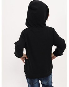Resim Toontoy Kids Toontoy Erkek Çocuk Relax Fit Kapüşonlu Cepli Baskılı Sweatshirt - 2 İplik Siyah 