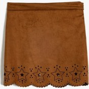 Resim Koton Süet Mini Etek Yıldız Detaylı Kahverengi 5wkg70056ak Kahve 