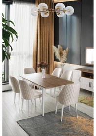 Resim Çakıl Mdf Yemek Masa 6lı Sandalye Takımı 90x145cm 001 