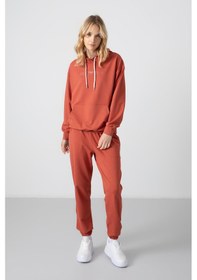 Resim Tommy Life Tarçın Kapüşonlu Kanguru Cep Oversize Lastik Paça Kadın Eşofman Takımı - 95288 Tarçın 