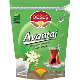 Resim Doğuş Avantaj Bergamot Aromalı Siyah Süzen Demlik Poşet Çay 10'lu 25 x 40 G 