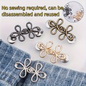 Resim Metalik Dikimsiz Bel Bağları, 1 Set Lucky Knot Çıkarılabilir Çıtçıt Düğmeler Kot ve Etekler için, Ayarlanabilir Moda Aksesuarı - Siyah, Altın, Gümüş Gri, Bronz 