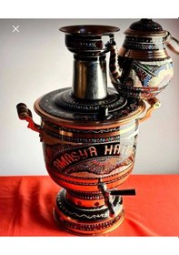 Resim Bakır Odunlu Semaver Siyah 