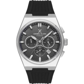 Resim Daniel Klein DK.1.10676.1 Siyah Silikon Kordonlu Gümüş Renk Çelik Kasa Chronograph Takvimli Erkek Kol Saati 