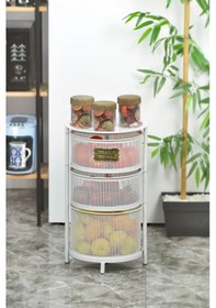 Resim Yıldıray Metal 3 Katlı Beyaz Tekerlekli Sebzelik Beyaz 