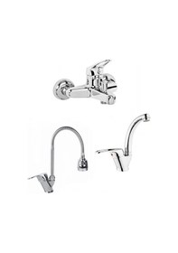 Resim 3 Lü Set Banyo Bataryası Kobarlı Oynar Başlıklı Mutfak Evye Batar 