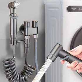 Resim Çift Modlu Nozul ile Paslanmaz Çelik El Bideti Püskürtücü Seti - Banyo Temizliği ve Tuvalet Püskürtmesi için İdeal, Duvara Monte, Modern Krom Kaplama, Pil Gerektirmez, Banyo için Bidet Püskürtücü 