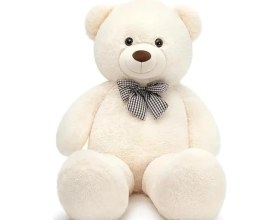 Resim Erdo Ticaret Papyonlu Sevimli Peluş Şaşkın Ayı 80 cm - Sevgiliye Özel Hediye Beyaz 