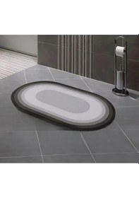 Resim Mainshop 2 Adet Oval Sihirli Su Emici Banyo Paspası Kaymaz Tabanlı Abdest Paspası 38x58 Cm M-60 Çok Renkli 
