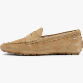 Resim Tommy Hilfiger Flag Yumuşak Driver Kadın Bej Loafer-13413 Koyu Bej 