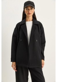 Resim Shade Kadın Kruvaze Yaka Cep Detaylı Kaşe Blazer Ceket 60283757 - Siyah 