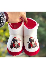 Resim Pandalina Çocuk Panduf Yeni Yıl Figürlü Cırt Cırtlı Unisex Noel Panduf 