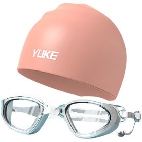Resim Suntek Yetişkinler İçin Yüzme Boneli Gözlüğü Buğu Pembe 