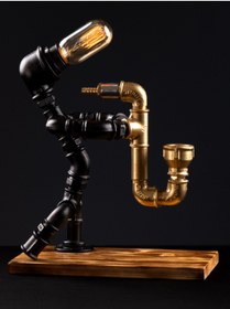 Resim Rustik Atölye Saksafoncu. Gece Lambası 