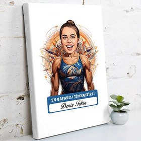 Resim Karikatürlü En İyi Kadın Jimnastikçi Kanvas Tablo 