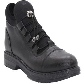 Resim Mergenshoes S110 Siyah Cilt Bağcıklı Kadın Kışlık Bot Siyah 