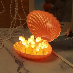 Resim LED Işıklı Kendin Yap Deniz Kabuğu Tasarımlı Lale Lamba 