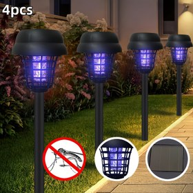 Resim 4 Adet Güneş Enerjili Sivrisinek Öldürücü, Solar Şarjlı IP65 Su Geçirmez Sinek Tuzağı, Bahçe Dekorasyon Lambası, Avlu ve Çim Alanlar İçin Uygun 