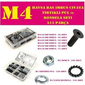 Resim 515 Parça M4 Havşa Baş Imbus Civata Somun ve Pul Seti 