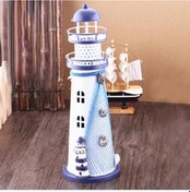 Resim Yaratıcı Akdeniz Tarzı Demir El Yapımı Flaş Deniz Feneri, Rastgele Stil Teslimat, Boyut: 28.5 9.5cm 