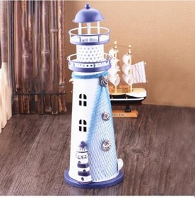 Resim Yaratıcı Akdeniz Tarzı Demir El Yapımı Flaş Deniz Feneri, Rastgele Stil Teslimat, Boyut: 28.5 9.5cm 