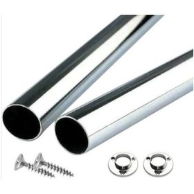 Resim Nsp Dolap I Askı Borusu 120Cm 2 Adet Flanş Vidaları 