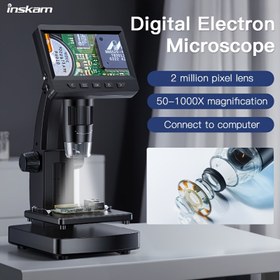 Resim 10.92 cm Dijital Mikroskop, 50-1000X Büyütme, 2MP HD Kamera, Demir ve Plastik Gövde, 8 LED Işık, Pil/USB Güç, <36V, Eğitim ve Araştırma İçin Çok Yönlü, Bilgisayar Uyumlu 