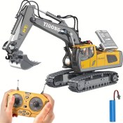 Resim Uzaktan kumandalı ekskavatör, 2.4GHz 11 kanallı mühendislik aracı, metal kovalı, ışıklandırmalı, şarj edilebilir lityum pil, açık hava ve plaj oyuncağı için uygun, ideal festival hediyesi 