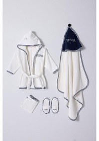 Resim U.s. Polo Assn Erkek Bebek Bornoz Set Ekru-2073 Standart 
