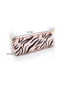 Resim Kalem Kutusu Pastel Renk Zebra Pembe-siyah Vegan Deri Kalemlik V 
