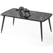 Resim 60X100 Cm Lüx Ayaklı Orta Sehpa Siyah Mermer A11 