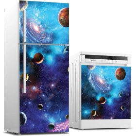 Resim ve Bulaşık Makinası Beyaz Eşya Sticker Kaplama Uzay Galaksiler 