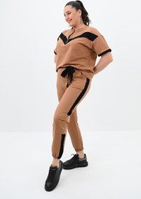 Resim Kadın Büyük Beden Yarım Fermuarlı Eşofman Takımı 8109-24 - 5XL / Bordo 