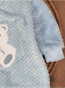 Resim 101 Dalmaçyalı Peluş Ayıcık Nakışlı Patikli Çıtçıtlı Kışlık Erkek Bebek Tulum Buz Mavi 