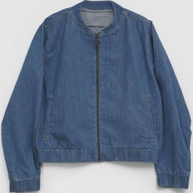 Resim Kadın Mavi Bomber Denim Ceket mavi 