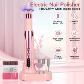 Resim 500mAh Kablosuz Elektrikli Tırnak Matkap Kalemi - Şarj Edilebilir 3 Hızlı Cila Aleti, Tutma Kolu & Manikür/Pedikür Aracı, Lityum-İyon Batarya - Ev veya Kuaförde kullanım için tasarlanmış siyah dizayn matkap, şarj adaptor dahil dayanıklı plastik yapı, Tırnak Teknik Malzemeleri,Manikür Matkabı,Tırnaklar,Tırnak Teknisyeni İçin Gerekli Malzemeler,Matkap Çivisi,Tırnak Malzemeleri,Tırnak Törpüsü,Matkap Çivileri,Tırnak Teknisyeni Malzemeleri 
