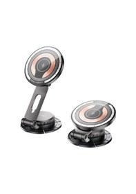 Resim 15w Manyetik Magsafe Uyumlu 360 Derece Hareketli Metal Araç İçi Kablosuz Şarj Cihazı 