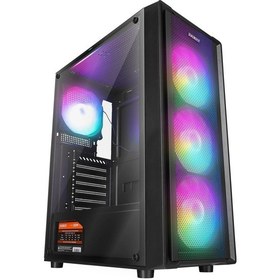 Resim Everest MIDION Mesh PEAK 350W 4*120MM Rainbow Fanlı Temperli Camlı Mid-T Gaming Oyuncu Kasası 