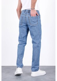 Resim HLT Jeans Erkek Yazlık Mavi Kar İnce Kumaş Regular Fit Boru Paça Esnek Likralı Jeans Hlthe001969 Mavikar 