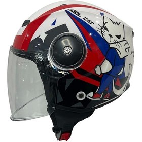 Resim Sway Sw 814 Cool Cat White Çocuk Açık Kaskı Beyaz - Kırmızı - Mavi 