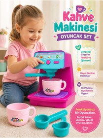 Resim SAZE 3’lü Oyuncak Seti Çocuk Süpürge + Oyuncak Mikser + Kahve Makinesi Mutfak Seti 55 cm Süpürge Evcilik Oyuncağı 