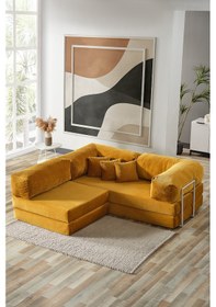 Resim Legom Sera Aktivite Koltuğu Yatak Olabilen Çok Amaçlı Kanepe Koltuk Takımı Hardal Hardal 