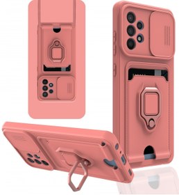 Resim AQUA AKSESUAR Samsung Galaxy A32 Kılıf Ipli Ve Lens Korumalı Renkli Yüzüklü Askılı Telefon Kılıfı - Pembe 