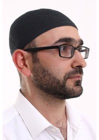 Resim Dantel Pamuklu Triko Makine Örme Takke Siyah 